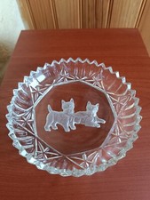 Vide poche en Cristal de Tchécoslovaquie "Bohème" décor FOX TERRIER givré