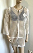 veste T38/40 longue ajourée transparente crème surchemise zip manches 360!