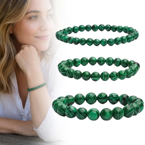 Bracelet rond perles malachite - rond,
