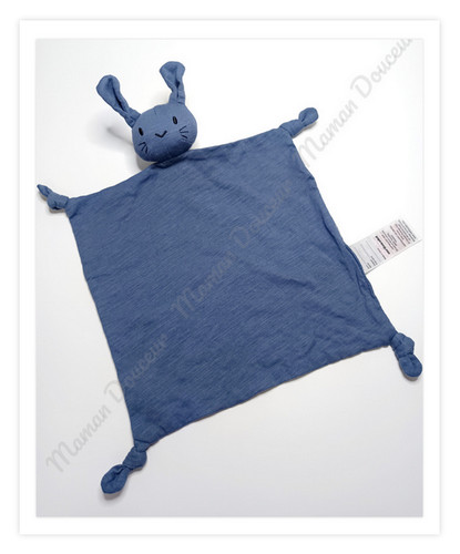 Doudou plat carré lapin bleu - carré,