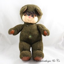 Peluche ours Nombrilou AJENA vintage marron yeux bleus poupée 35 cm (VI-26749)