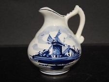 Vintage Petit Pot Amphore Pyramide Delft Porcelaine Décoration Main Moulin Vent