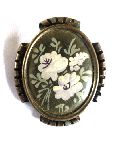 Ancienne broche fleurs signée - broche,