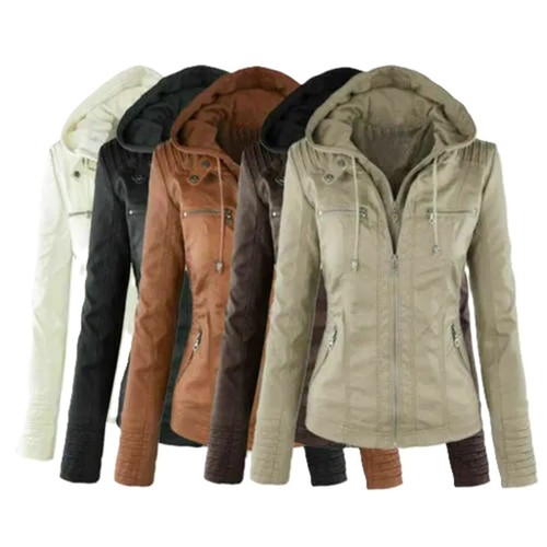 Veste capuche cuir - à, en