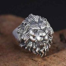 Bague homme chevalière Lion, REGLABLE, pour toutes les tailles de doigt