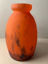 ANCIEN ABAT JOUR PATE DE VERRE TULIPE - VINTAGE ORANGE - DANS LE GOUT DAUM