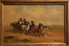 tableau peinture H/T Alfred Steinacker attelage chevaux steppe lot N° 2