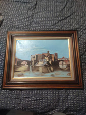 tableau ancin huile sur toile signé decor marine