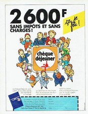 Publicité Advertising 077  1984  Chéque- Déjeuner