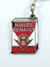 PORTE-CLÉS - HUILES RENAULT 1960s - Bidon Métal ÉMAILLÉ Vintage Garages -