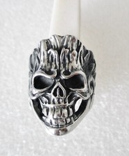 Bague Homme en Acier Skull Tête de Mort Gravée. Biker, Motard