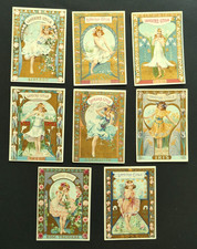 Rare et bel ensemble 8 chromos  LU Lefèvre-Utile  fille fleur  art nouveau