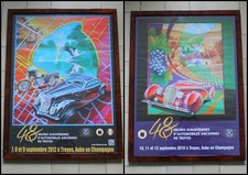 2 affiches Paul Bracq 48 heures d'automobiles anciennes de Troyes 2010 2012