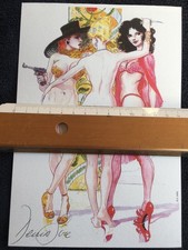 Magnifique Ex libris de Denis SIRE  3 Pin-Up GIRLS signé numéroté sexy nue