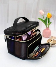Trousse De Toilette Sac Noir Femme Sac De Maquillage Transparent Zippé