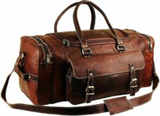 Grand sac de voyage vintage 30" en cuir véritable pour homme voyage gym week-...