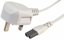PRO ELEC - Cordon d'alimentation UK Plug à 'Figure 8' (C7), Blanc, 5m