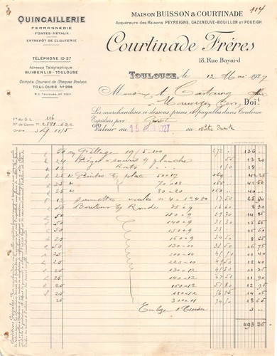 1927 quincaillerie courtinade - ,
