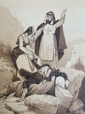 Très Beau Dessin Encre Lavis XIXe Papier Religion Femme Mort A Identifier Art