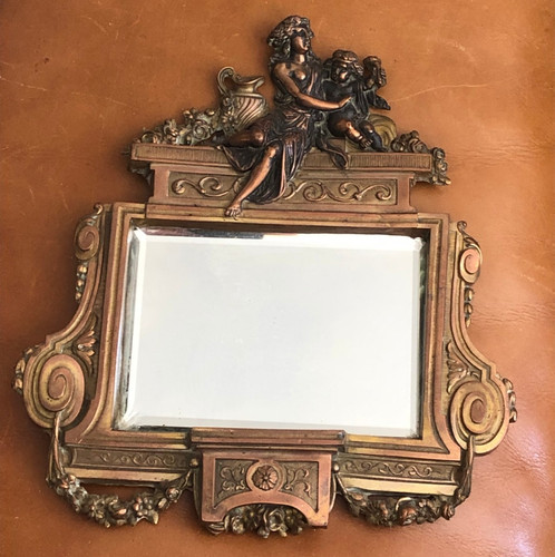 Ancien miroir mural bronze - ancien,