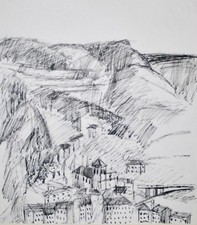 Guy Bardone - Dessin original - Encre - Jura, Saint-Claude