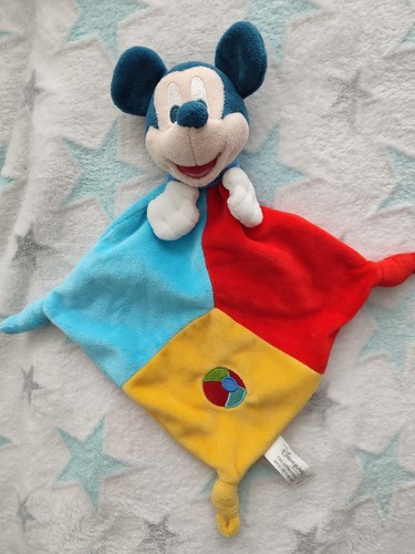 Doudou plat mickey - bleu, rouge