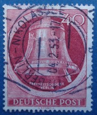 Allemagne Berlin oblitéré n°72, 40p cloche de la Liberté battant à droite, 1952