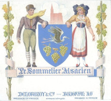 LE SOMMELIER ALSACIEN  GOUACHE COULEUR ORIGINALE MAQUETTE  SUR ARCHES DEBUT XXE