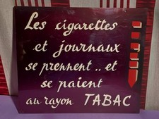 Plaque no tôle émaillée Tabac ancien cigarette comptoir buraliste plexyglass
