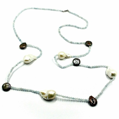 Collier long blanc 18k - or,