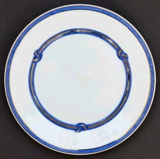 RARE sublime ASSIETTE A DESSERT porcelaine CHRISTOFLE modèle RUBANEA BLEU OR