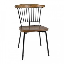 Lot de 2 chaises scandi en bois, acier noir