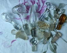 LOT DE 12 ANCIENS BOUCHONS DE CARAFE FIOLE EN VERRE DE 3,8 À 10 CM