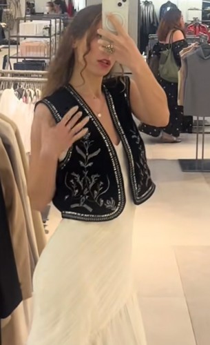 Zara black gold embroidered - black,