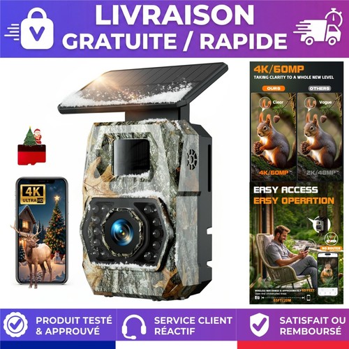 Caméra chasse solaire 60mp - caméra,
