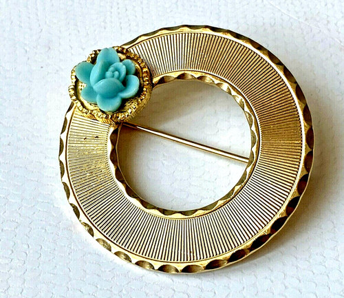 Broche vintage cercle - vintage, doré
