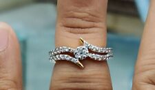 60CT Simulé Diamant Rond Serti Fiançailles Ring14k or Jaune Plaqué