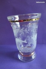 Ancien Vase verre décor Cerf