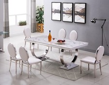 À Manger Argent Inox Marbre Imitation Pierre Design Table Salle à 160x90cm