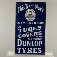 Plaque émaillée Dunlop - 60x35cm (23.6x13.8") - Rare Pneu Tyres Service...