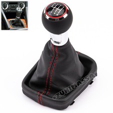 pour AUDI A3 8P CUIR POMMEAU LEVIER DE VITESSE 6 VITESSES ROUGE SOUFFLET GUÊTRE