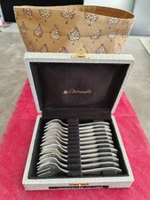 Service complet 12 fourchettes à huîtres, poinçon orfèvre APOLLO, métal argenté.