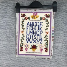 VTG Royal Paris 13125 Alphabet A–Z fleurs et Clochettes Tapisserie Finie 30×22cm