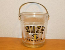 vintage POT seau à glace GLACON EN VERRE publicitaire de bistrot SUZE GENTIANE