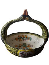 Rare Coupe à Fruits Henriot Quimper en Faïence Bretonne – Anse Col de Cygne