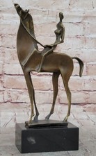 Bronze Sculpture par Dali Surréaliste Abstrait Art Moderne Fille Rider Statue