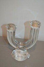 Chandelier Bougeoir Cristal Art de Vannes France 2 Flammes 1960