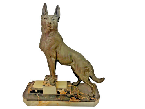 Ancienne statue chien berger - chien,