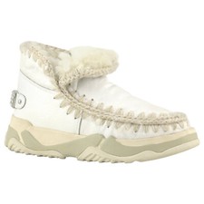 Bottines Femme Mou Eskimo Trainer Logo Rhinestone Cuir Blanc