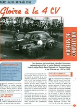 Publicité ancienne voiture 4 CV Paris-Saint-Raphaël 1952 issue de magazine 2007